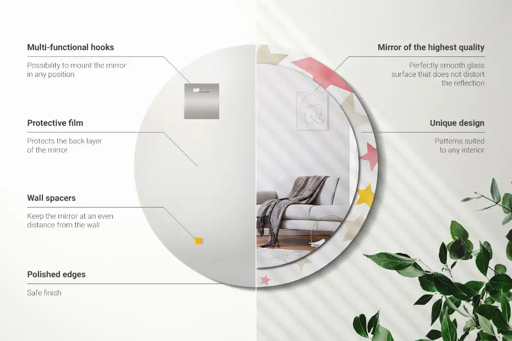 Okrúhle zrkadlo s potlačeným rámom Pastelové hviezdy