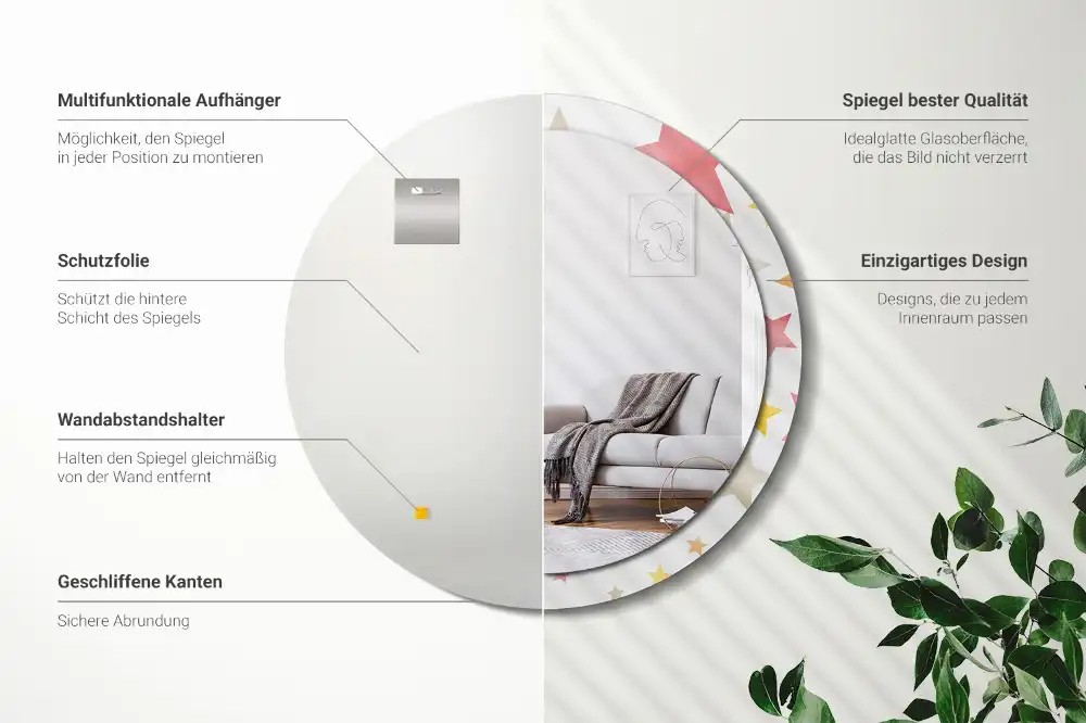 Okrúhle zrkadlo s potlačeným rámom Pastelové hviezdy