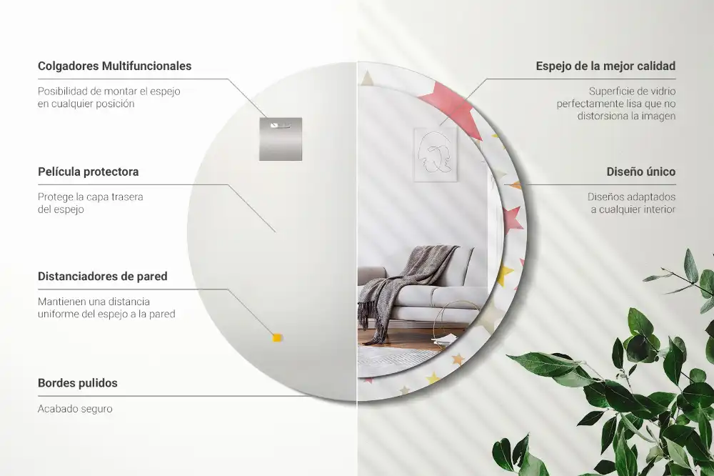 Okrúhle zrkadlo s potlačeným rámom Pastelové hviezdy