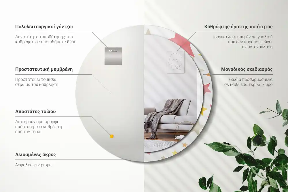 Okrúhle zrkadlo s potlačeným rámom Pastelové hviezdy