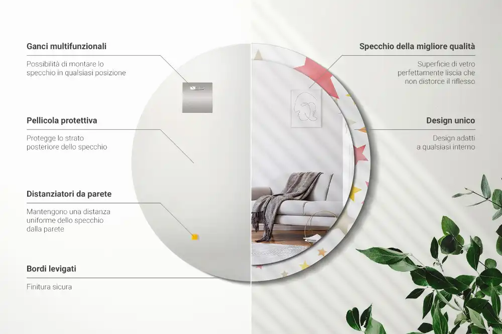 Okrúhle zrkadlo s potlačeným rámom Pastelové hviezdy