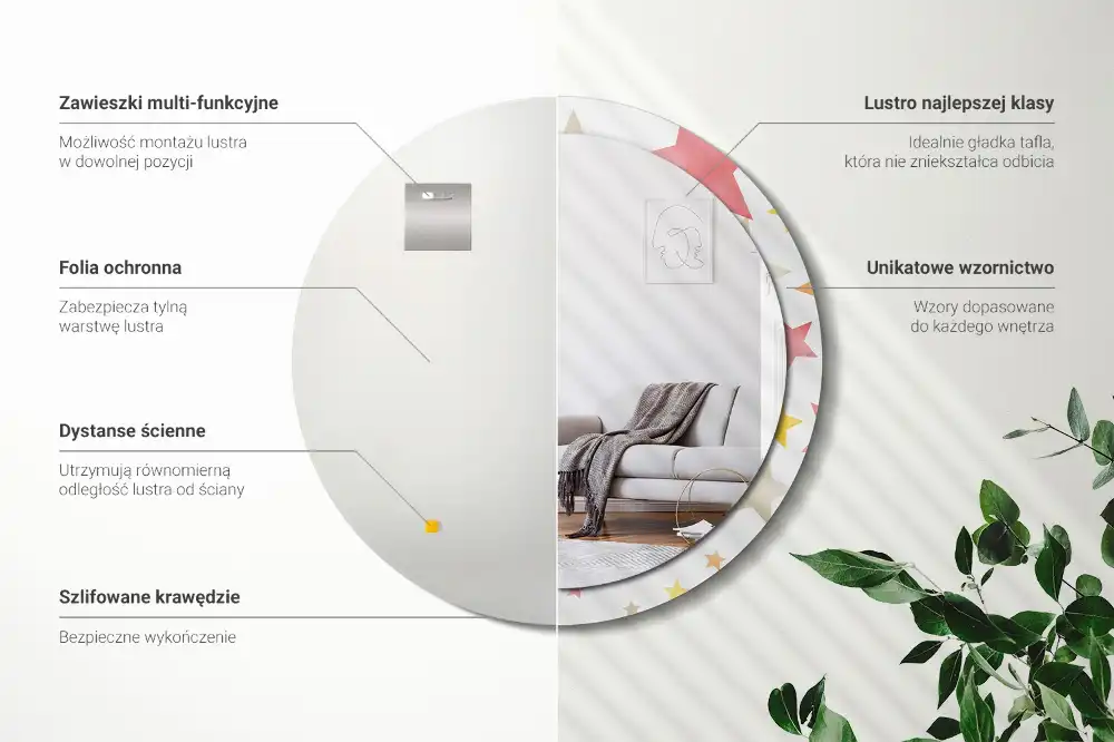 Okrúhle zrkadlo s potlačeným rámom Pastelové hviezdy