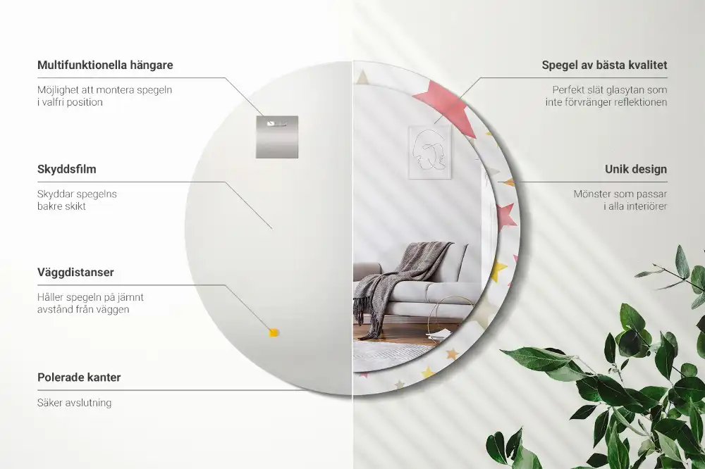 Okrúhle zrkadlo s potlačeným rámom Pastelové hviezdy