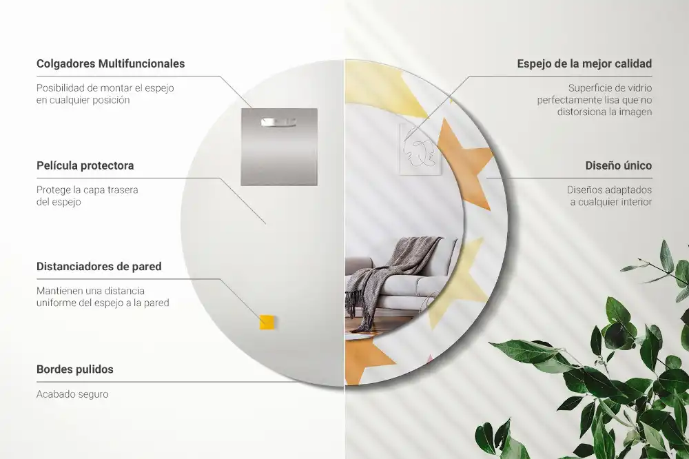 Okrúhle zrkadlo s potlačeným rámom Pastelové hviezdy