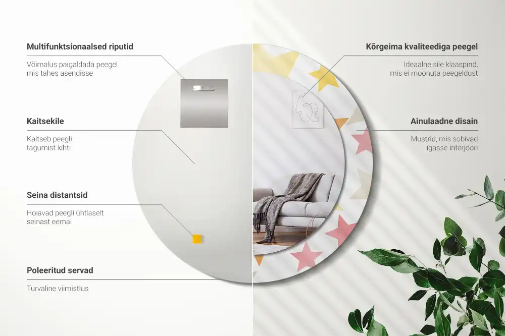 Okrúhle zrkadlo s potlačeným rámom Pastelové hviezdy