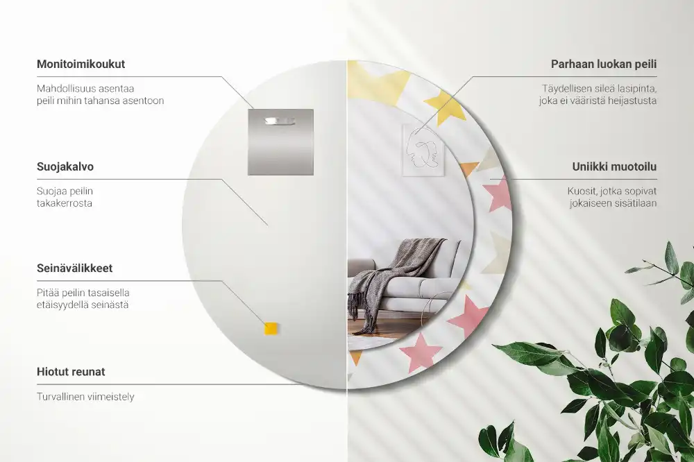 Okrúhle zrkadlo s potlačeným rámom Pastelové hviezdy