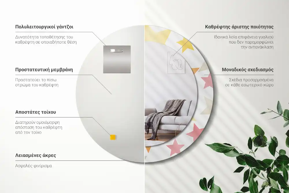 Okrúhle zrkadlo s potlačeným rámom Pastelové hviezdy