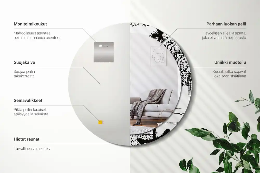 Okrúhle zrkadlo rám s potlačou Graffiti vzor