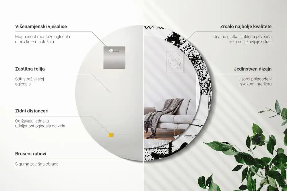 Okrúhle zrkadlo rám s potlačou Graffiti vzor