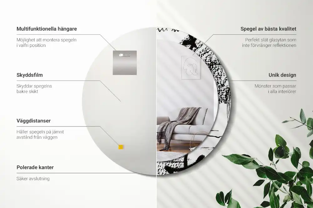 Okrúhle zrkadlo rám s potlačou Graffiti vzor