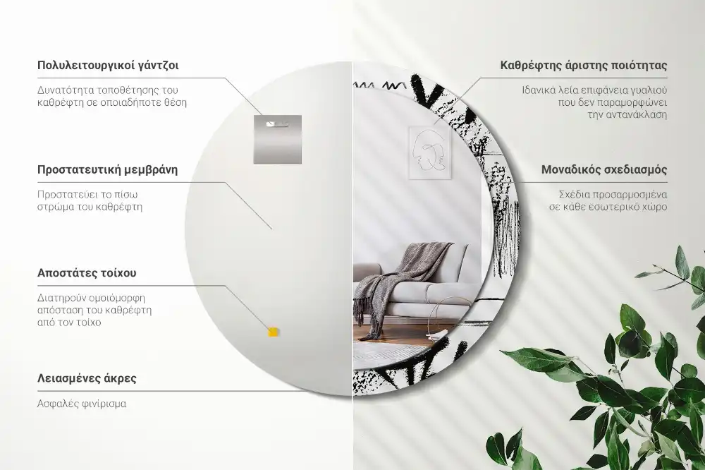 Okrúhle zrkadlo rám s potlačou Graffiti vzor