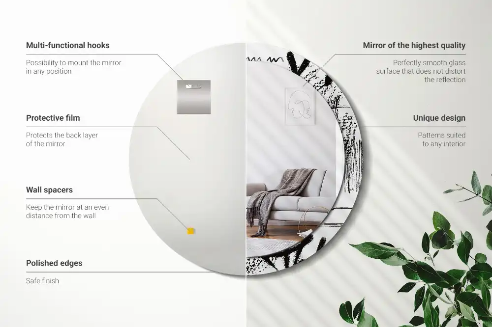 Okrúhle zrkadlo rám s potlačou Graffiti vzor