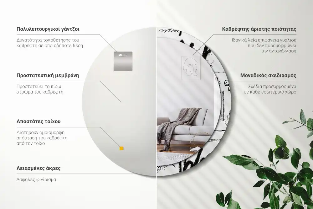 Okrúhle zrkadlo rám s potlačou Graffiti vzor