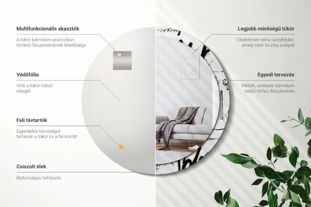 Okrúhle zrkadlo rám s potlačou Graffiti vzor