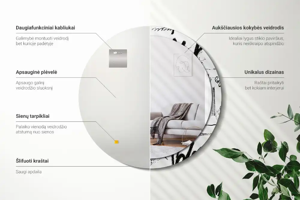 Okrúhle zrkadlo rám s potlačou Graffiti vzor