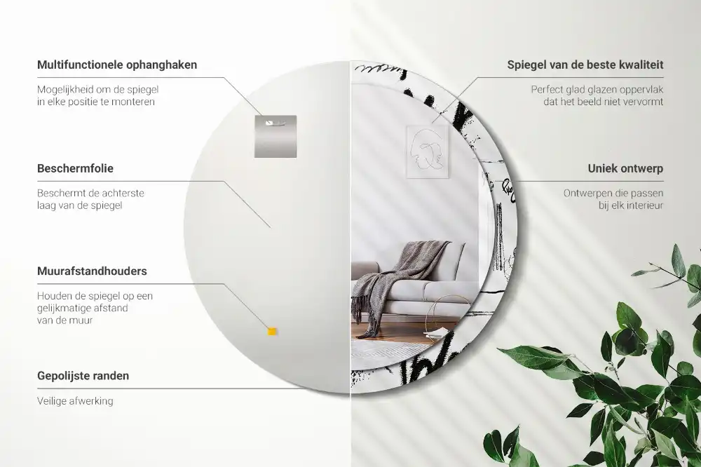 Okrúhle zrkadlo rám s potlačou Graffiti vzor