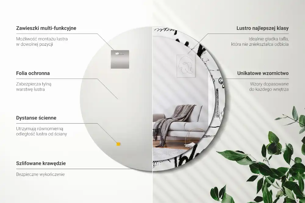 Okrúhle zrkadlo rám s potlačou Graffiti vzor