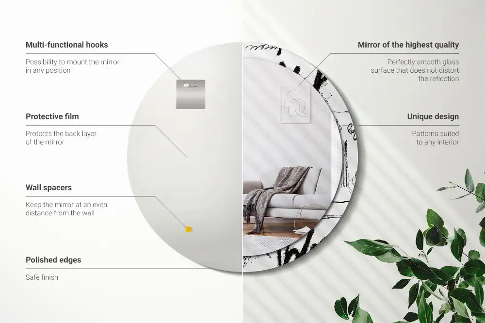 Okrúhle zrkadlo rám s potlačou Graffiti vzor