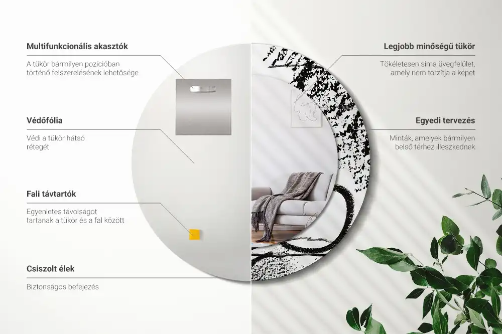 Okrúhle zrkadlo rám s potlačou Graffiti vzor