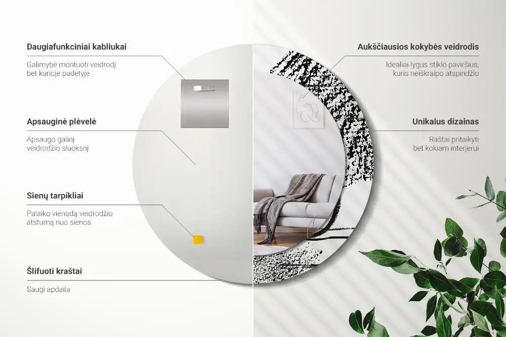 Okrúhle zrkadlo rám s potlačou Graffiti vzor