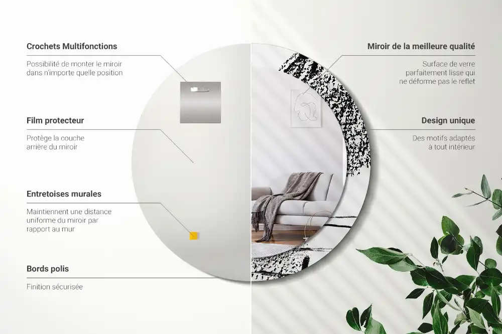 Okrúhle zrkadlo rám s potlačou Graffiti vzor