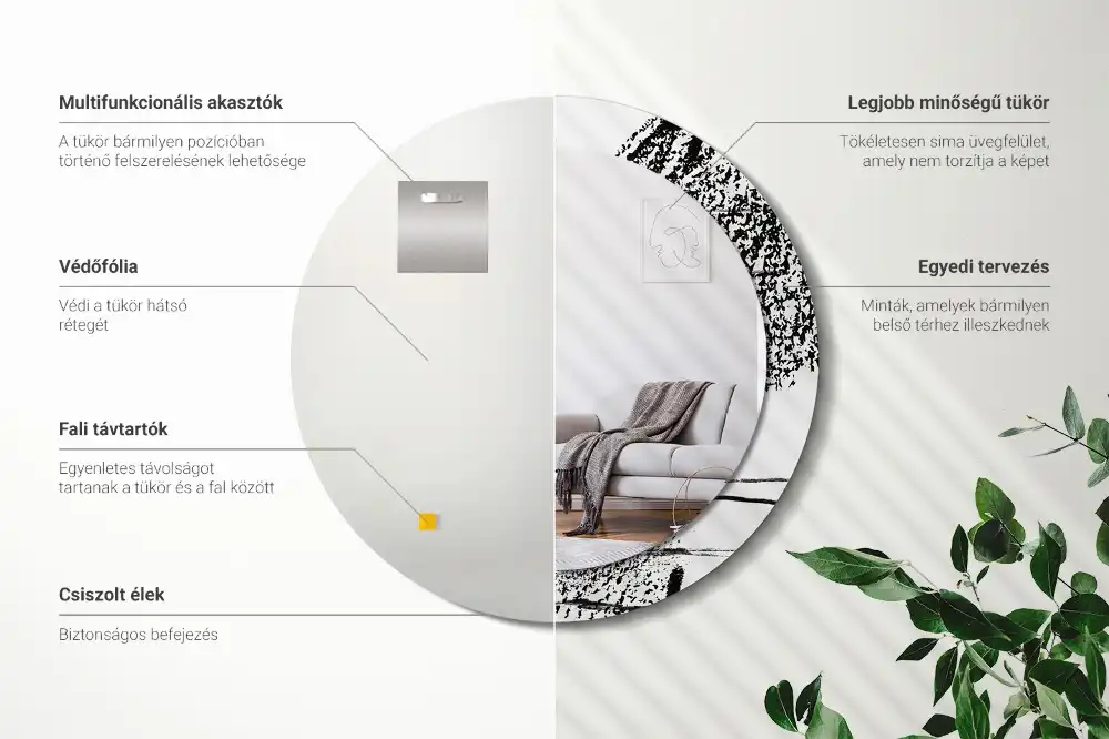 Okrúhle zrkadlo rám s potlačou Graffiti vzor