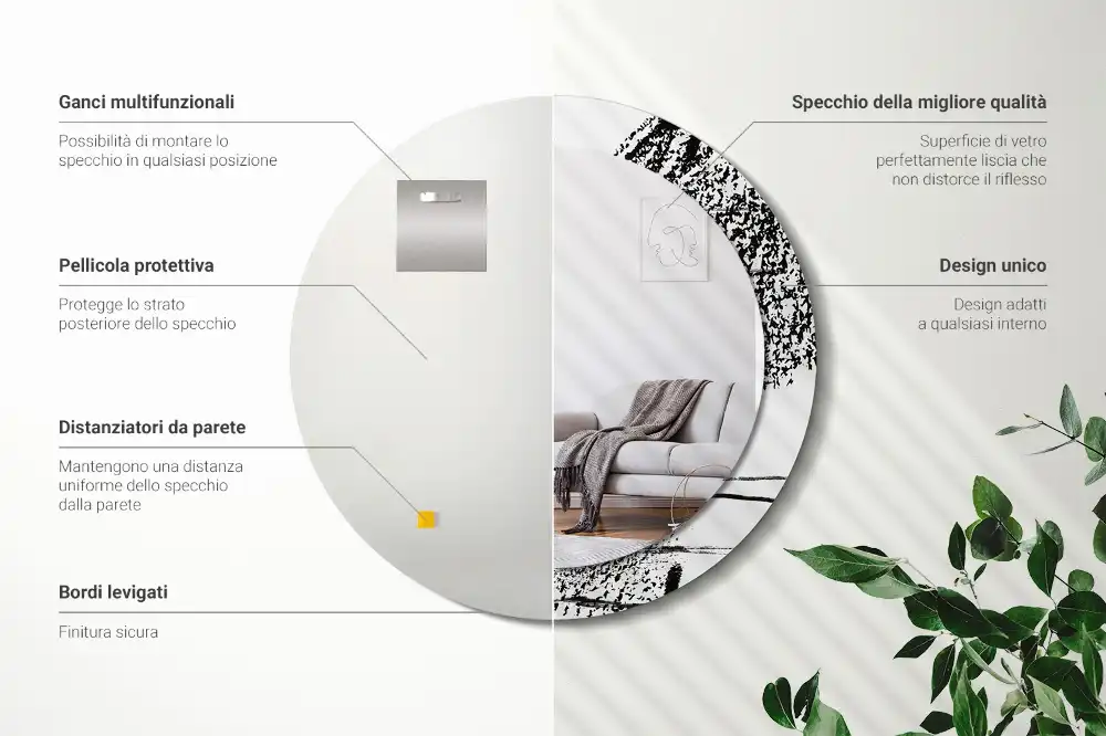 Okrúhle zrkadlo rám s potlačou Graffiti vzor