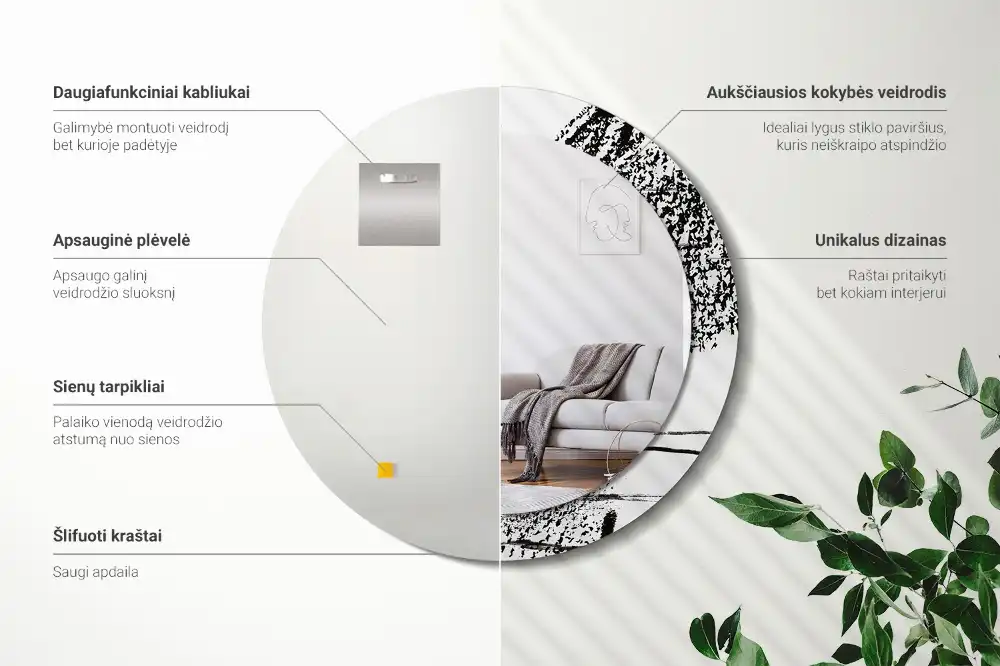 Okrúhle zrkadlo rám s potlačou Graffiti vzor