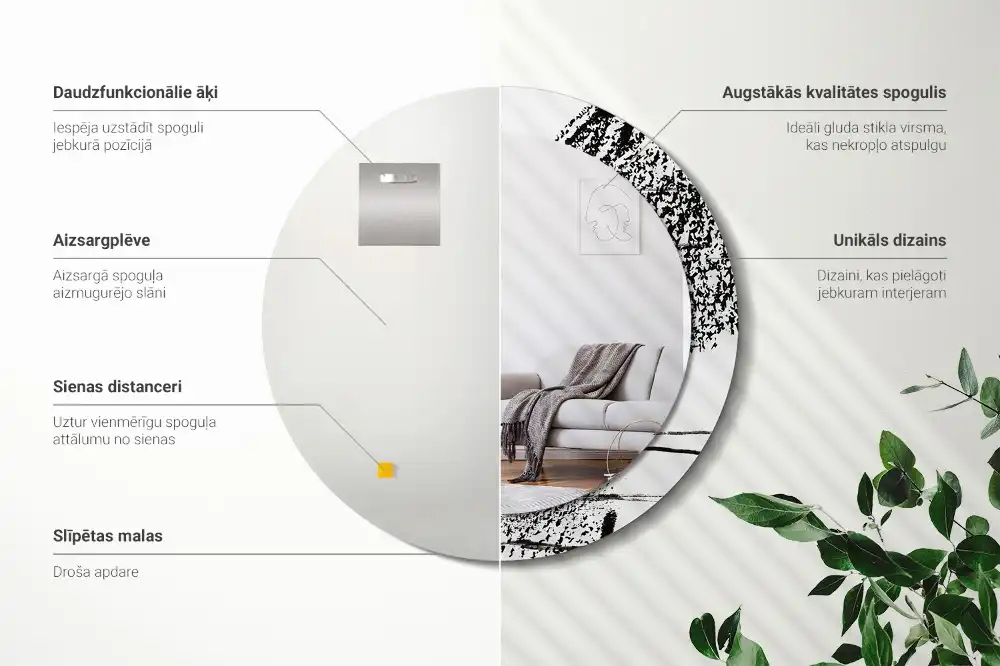 Okrúhle zrkadlo rám s potlačou Graffiti vzor