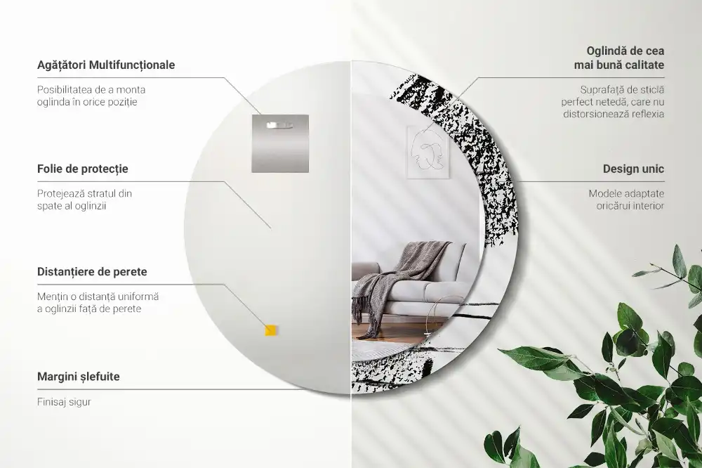 Okrúhle zrkadlo rám s potlačou Graffiti vzor