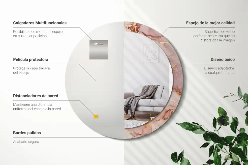 Okrúhle zrkadlo s potlačeným rámom Abstraktná tekutina