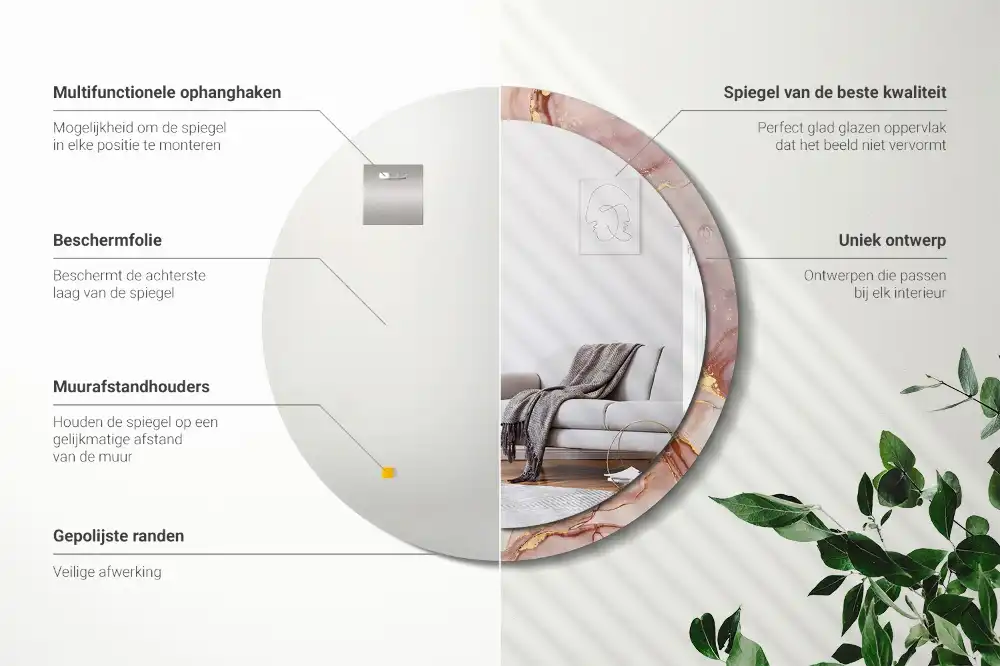 Okrúhle zrkadlo s potlačeným rámom Abstraktná tekutina