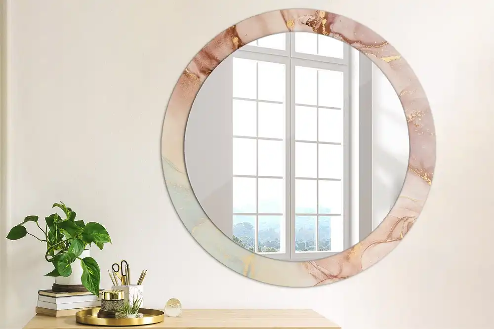 Okrúhle zrkadlo s potlačeným rámom Abstraktná tekutina