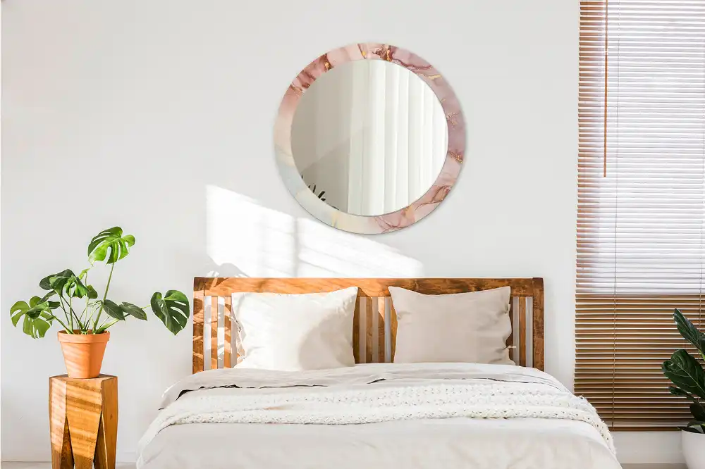 Okrúhle zrkadlo s potlačeným rámom Abstraktná tekutina