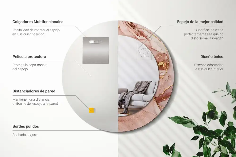 Okrúhle zrkadlo s potlačeným rámom Abstraktná tekutina