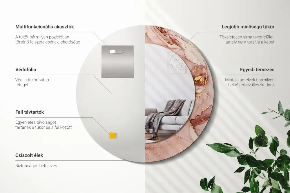 Okrúhle zrkadlo s potlačeným rámom Abstraktná tekutina