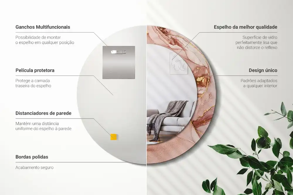 Okrúhle zrkadlo s potlačeným rámom Abstraktná tekutina