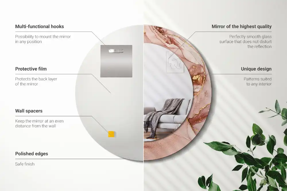 Okrúhle zrkadlo s potlačeným rámom Abstraktná tekutina