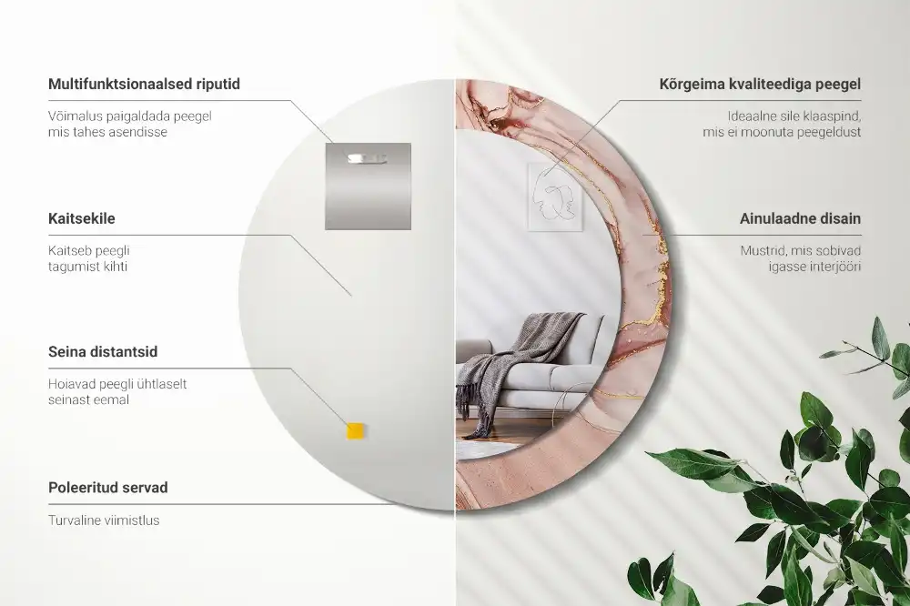 Okrúhle zrkadlo s potlačeným rámom Abstraktná tekutina