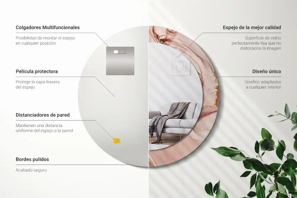 Okrúhle zrkadlo s potlačeným rámom Abstraktná tekutina