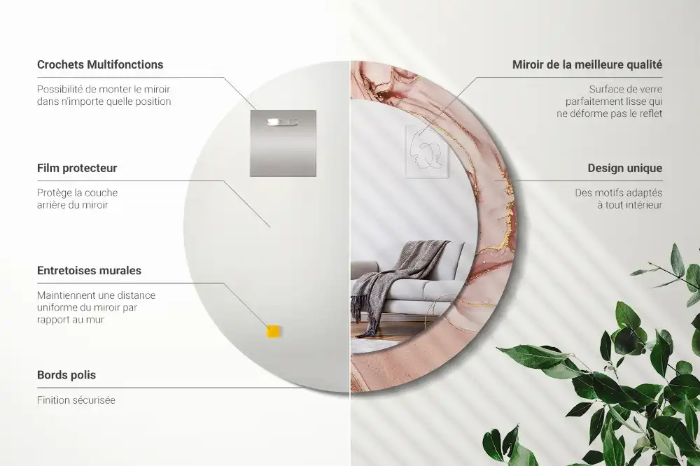 Okrúhle zrkadlo s potlačeným rámom Abstraktná tekutina