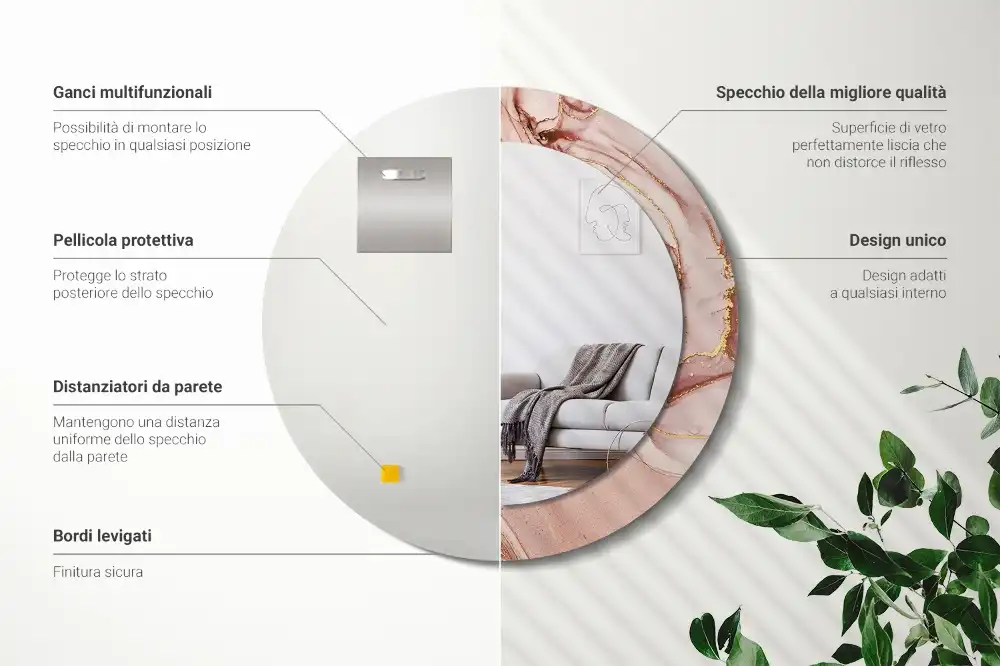 Okrúhle zrkadlo s potlačeným rámom Abstraktná tekutina