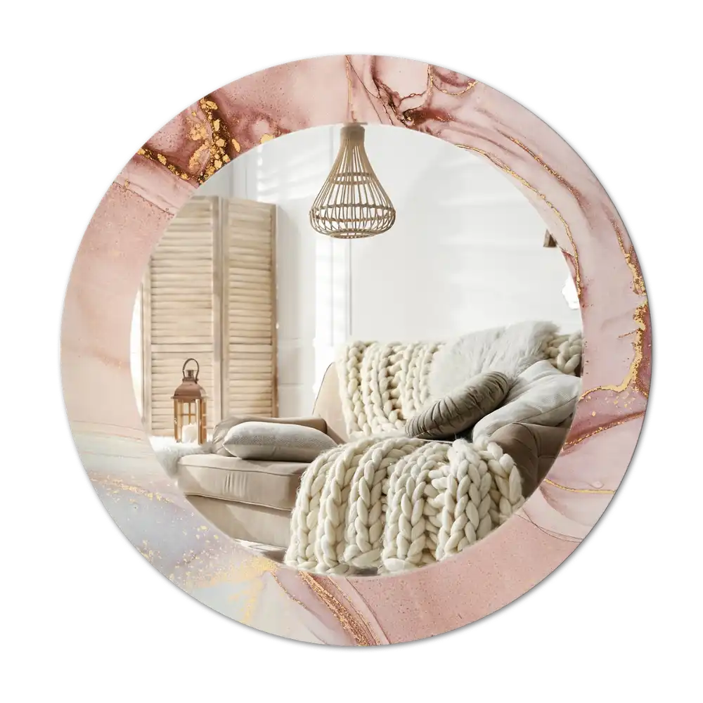 Okrúhle zrkadlo s potlačeným rámom Abstraktná tekutina