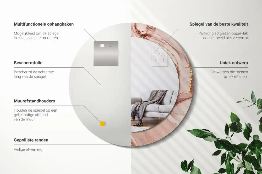 Okrúhle zrkadlo s potlačeným rámom Abstraktná tekutina