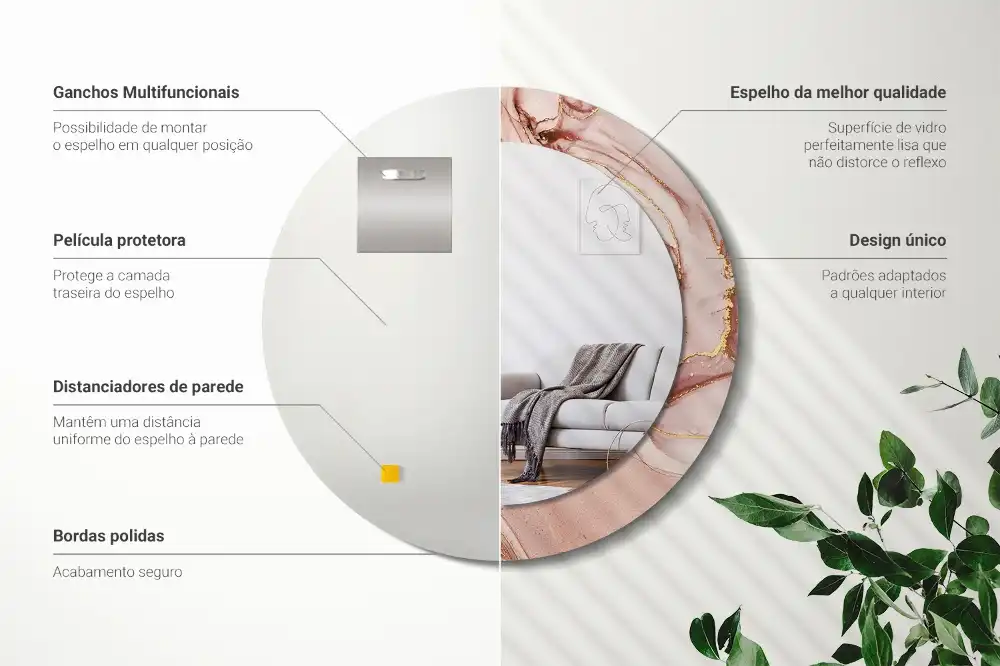 Okrúhle zrkadlo s potlačeným rámom Abstraktná tekutina