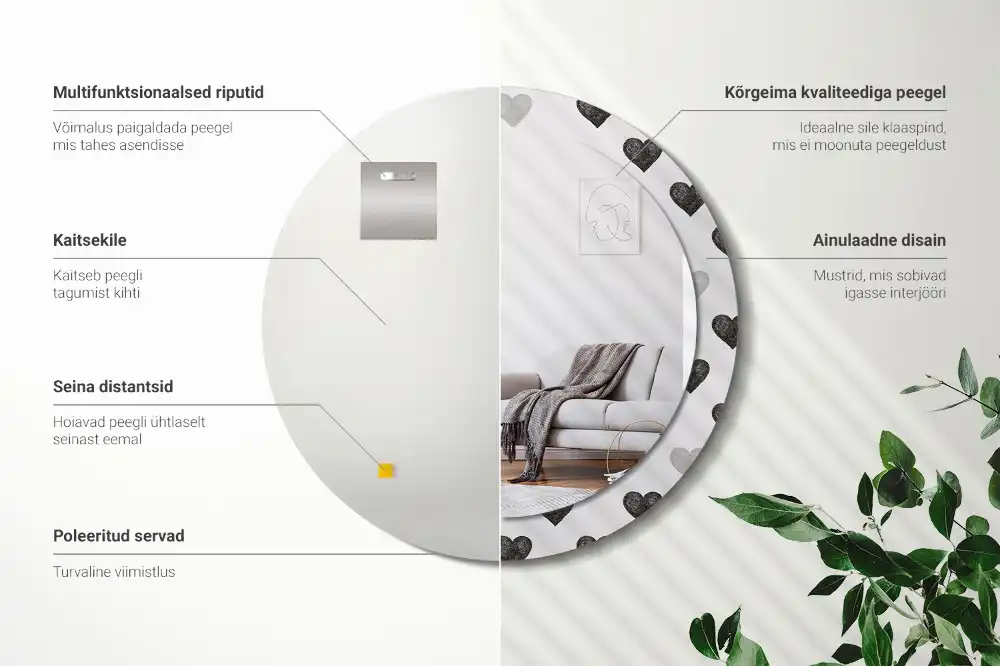 Okrúhle dekoračné zrkadlo na stenu Abstraktné srdcia