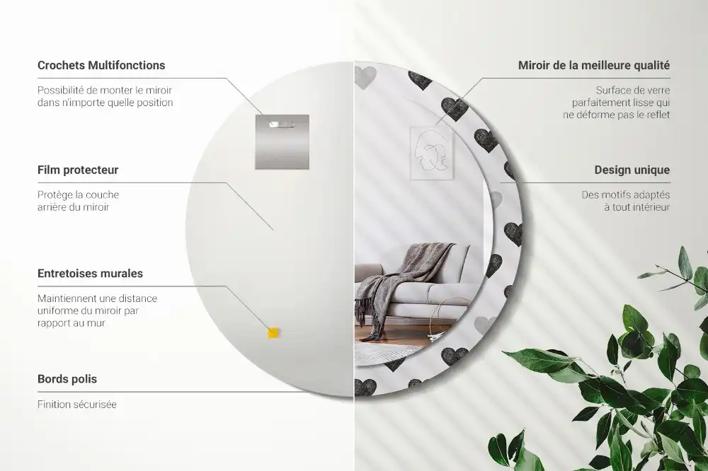 Okrúhle dekoračné zrkadlo na stenu Abstraktné srdcia