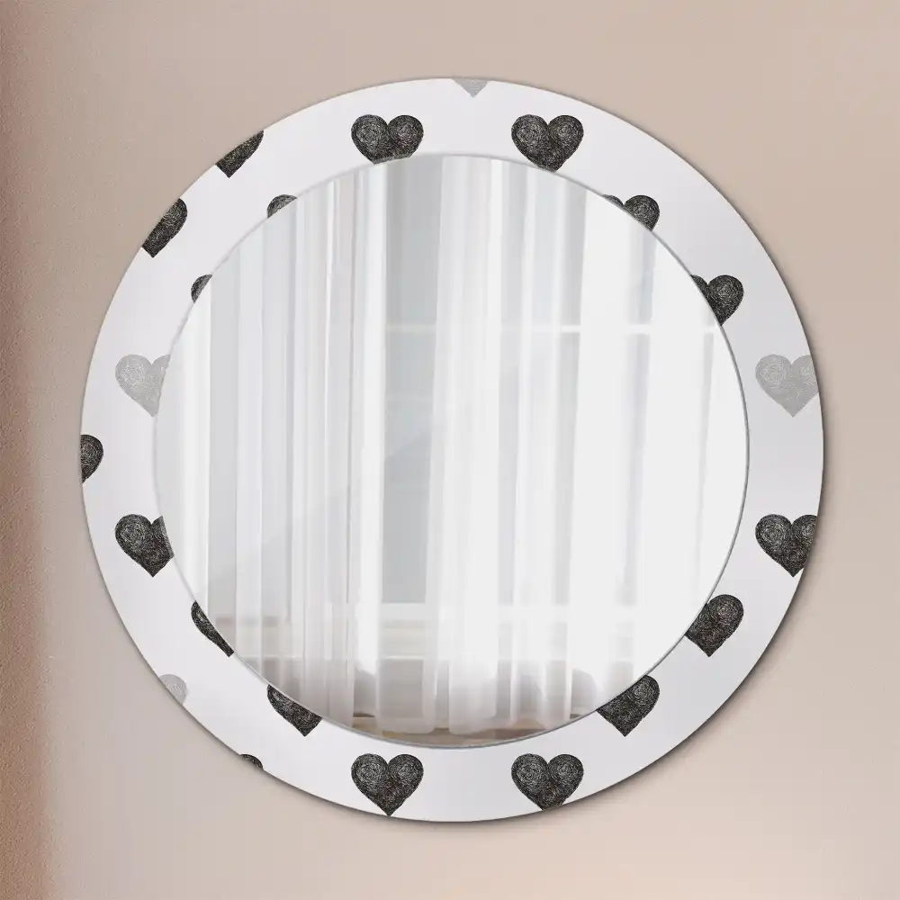 Okrúhle dekoračné zrkadlo na stenu Abstraktné srdcia
