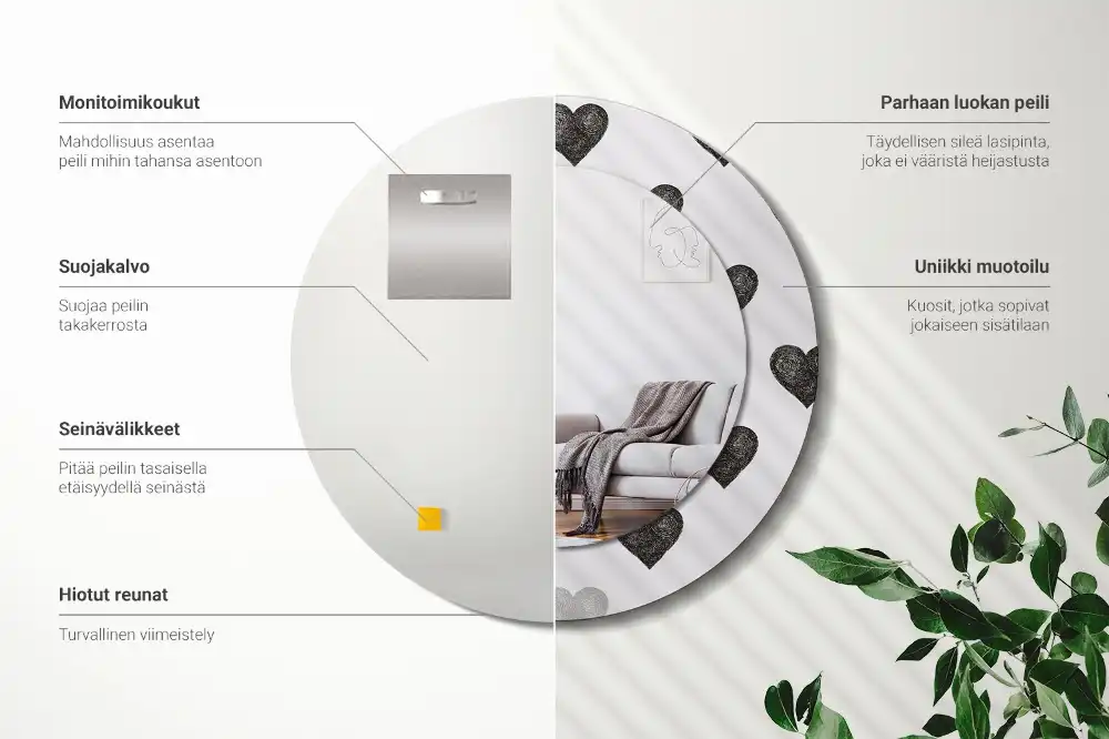 Okrúhle dekoračné zrkadlo na stenu Abstraktné srdcia