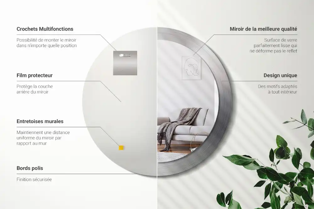 Okrúhle dekoračné zrkadlo na stenu Imitácia kovu